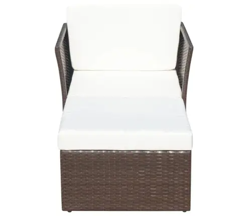 Dārza Krēsls Ar Kājsoliņu, Brūns Pe Rotangpalmas Pinums  Vidaxl