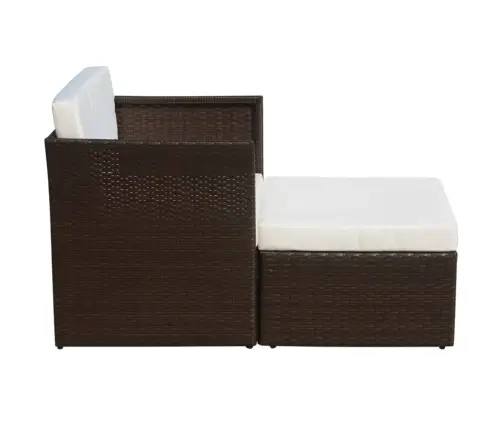 Dārza Krēsls Ar Kājsoliņu, Brūns Pe Rotangpalmas Pinums  Vidaxl