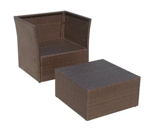 Dārza Krēsls Ar Kājsoliņu, Brūns Pe Rotangpalmas Pinums  Vidaxl