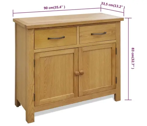 Kumode, 90X33,5X83 Cm, Ozola Masīvkoks Vidaxl