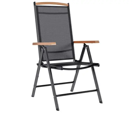 Saliekami Dārza Krēsli, 2 Gab., Alumīnijs Un Tekstilēns, Melni Vidaxl