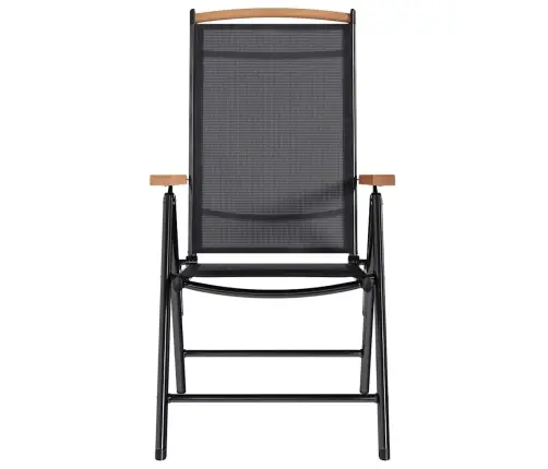 Saliekami Dārza Krēsli, 2 Gab., Alumīnijs Un Tekstilēns, Melni Vidaxl