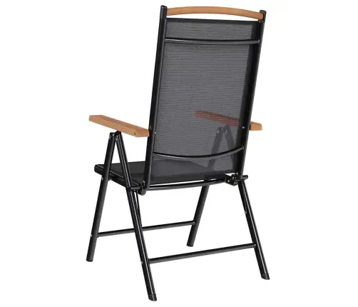 Saliekami Dārza Krēsli, 2 Gab., Alumīnijs Un Tekstilēns, Melni Vidaxl