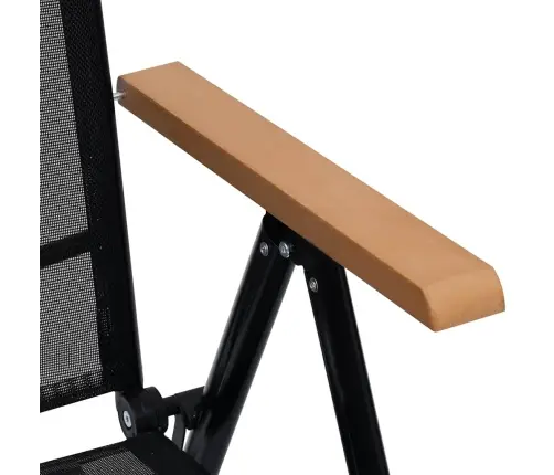 Saliekami Dārza Krēsli, 2 Gab., Alumīnijs Un Tekstilēns, Melni Vidaxl