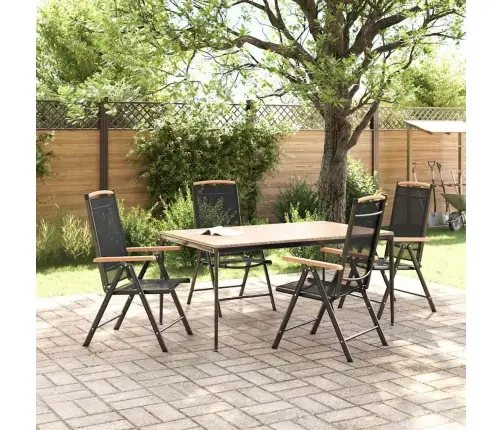 Kokkupandavad Aiatoolid 4 Tk Alumiinium Ja Textilene, Must