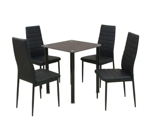 Penkių Dalių, Valgomojo Stalo Ir Kėdžių Komplektas, Juodas