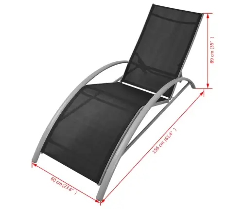 Sauļošanās Zvilnis, Alumīnijs, Melns Vidaxl