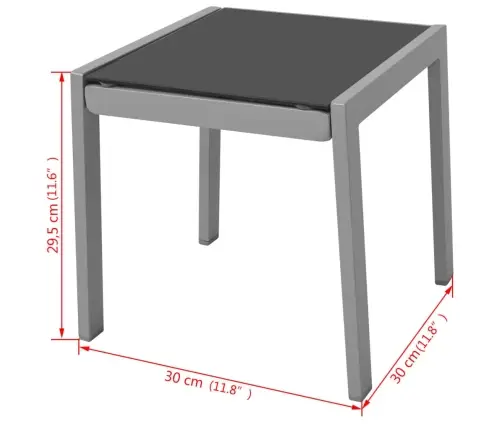 Sauļošanās Zviļņi Ar Galdiņu, Alumīnijs, Melni Vidaxl