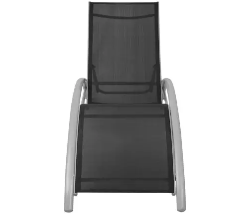 Sauļošanās Zviļņi Ar Saulessargu, Alumīnijs, Melni Vidaxl