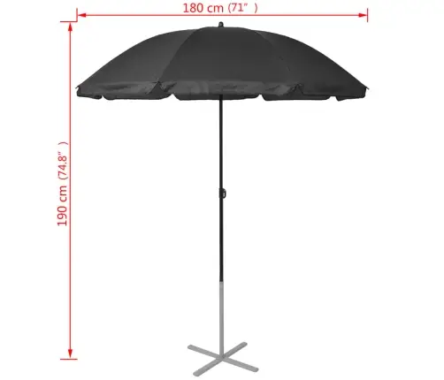 Sauļošanās Zviļņi Ar Saulessargu, Alumīnijs, Melni Vidaxl