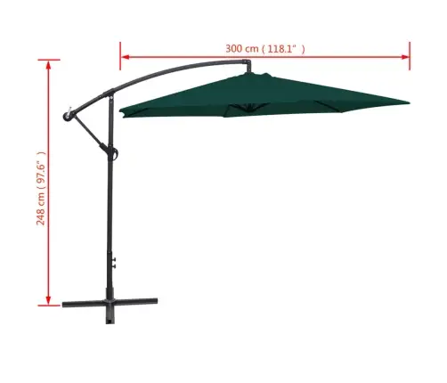 Konsooldisainiga Päikesevari 3 M, Roheline