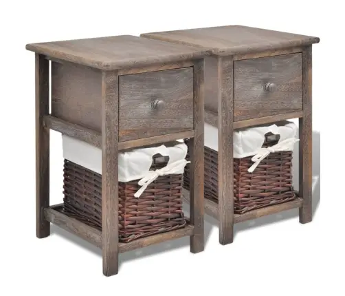 Naktsskapīši, 2 Gab., Koks, Brūni  Vidaxl