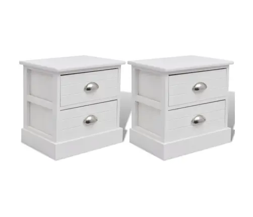 Francijas Lauku Stila Naktsskapītis, 2 Gab., Balts Vidaxl