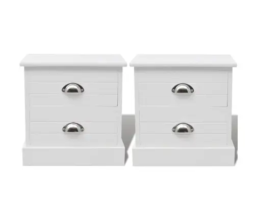 Francijas Lauku Stila Naktsskapītis, 2 Gab., Balts Vidaxl