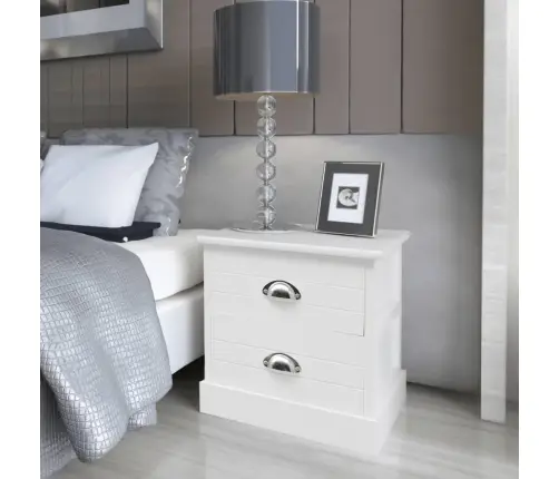 Francijas Lauku Stila Naktsskapītis, 2 Gab., Balts Vidaxl