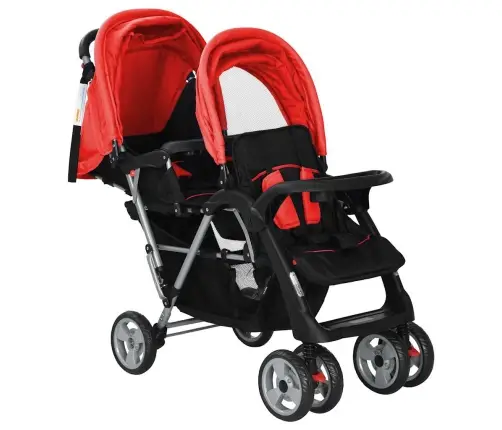 Tandēmrati Bērniem, Sarkani Un Melni, Tērauds  Vidaxl