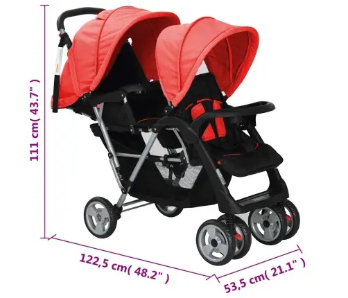 Tandēmrati Bērniem, Sarkani Un Melni, Tērauds  Vidaxl