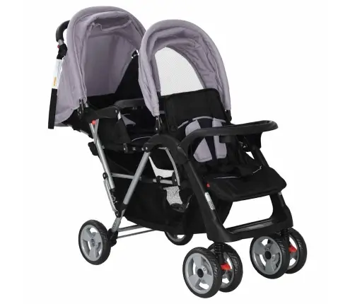 Tandēmrati Bērniem, Pelēki Un Melni, Tērauds  Vidaxl