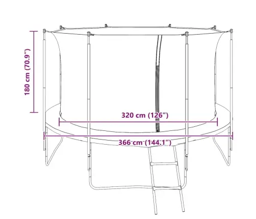 Batuta Drošības Tīkls 3,66 M Lielam, Apaļam Batutam