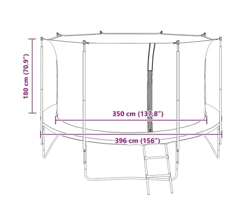 Batuta Drošības Tīkls 3,96 M Lielam, Apaļam Batutam
