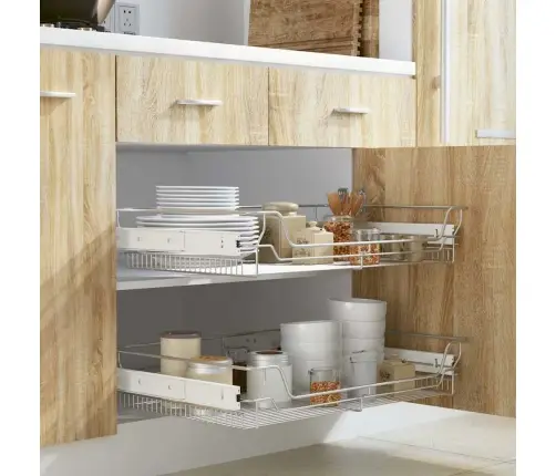 Väljatõmmatavad Traatkorvid, 2 Tk, Hõbedased 800 Mm