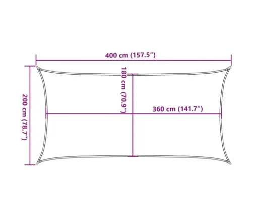 Taisnstūra Saulessargs, 2X4 M, Hdpe, Antracīta Krāsā Vidaxl