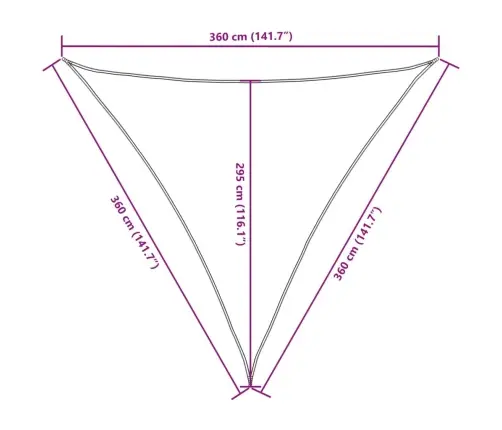 Saulessargs, 3,6X3,6X3,6M, Trijstūra Forma,Bēšs Oksforda Audums  Vidaxl