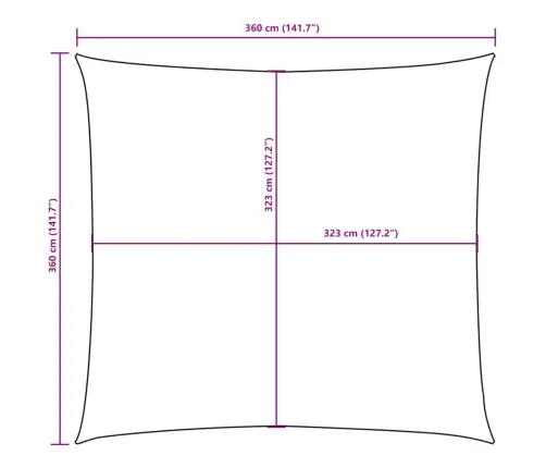 Oxford-Kangast Päikesepuri, Kandiline, 3,6 X 3,6 M, Terrakota