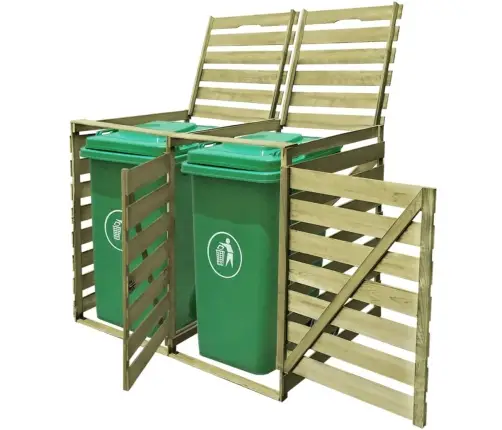 Kahe Ratastega Prügikasti Kuur 240 L, Immutatud Männipuit