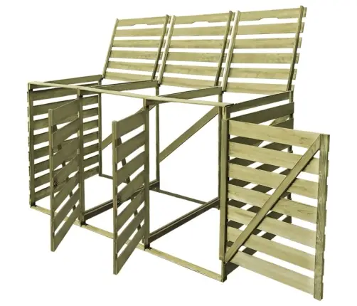 3-Daļīga Nojume Atkritumu Konteineram, 240 L, Impregnēts Koks Vidaxl