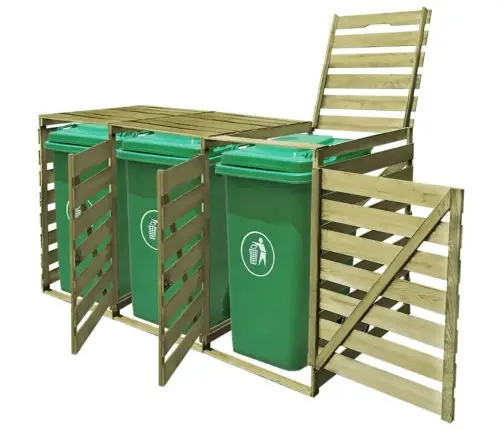 3-Daļīga Nojume Atkritumu Konteineram, 240 L, Impregnēts Koks Vidaxl