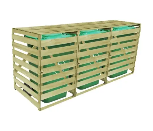 3-Daļīga Nojume Atkritumu Konteineram, 240 L, Impregnēts Koks Vidaxl