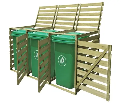 3-Daļīga Nojume Atkritumu Konteineram, 240 L, Impregnēts Koks Vidaxl