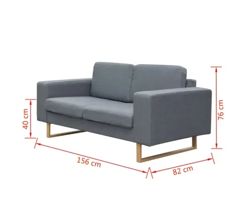 Dīvāns, Divvietīgs, Gaiši Pelēks Audums Vidaxl