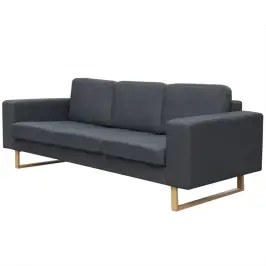 Trivietė Medžiaginė Sofa, Tamsiai Pilkos Spalvos