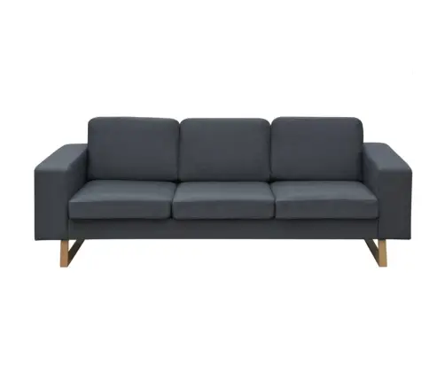 Trivietė Medžiaginė Sofa, Tamsiai Pilkos Spalvos