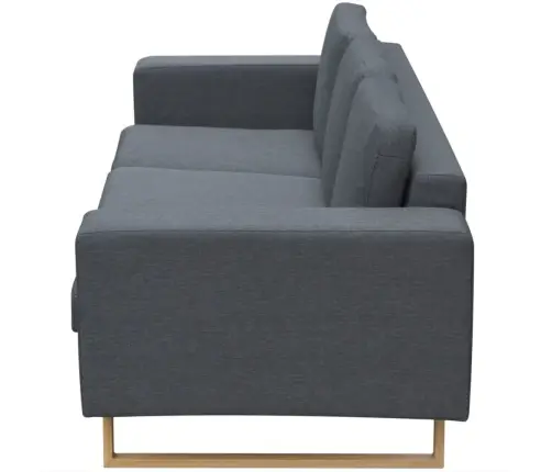Trivietė Medžiaginė Sofa, Tamsiai Pilkos Spalvos