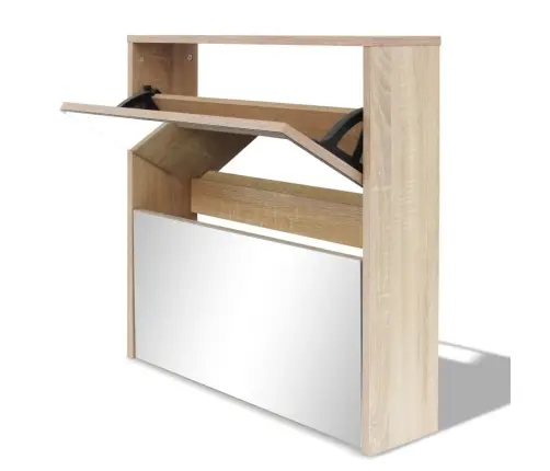 Vidaxli 2 Sahtli Ja Peegliga Kingakapp 63 X 17 X 67 Cm Tammevärvi