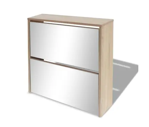 Vidaxli 2 Sahtli Ja Peegliga Kingakapp 63 X 17 X 67 Cm Tammevärvi