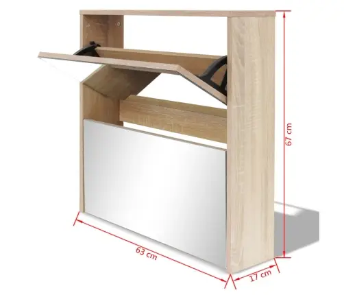 Vidaxli 2 Sahtli Ja Peegliga Kingakapp 63 X 17 X 67 Cm Tammevärvi