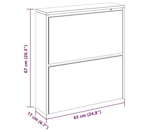 Vidaxli 2 Sahtli Ja Peegliga Kingakapp 63 X 17 X 67 Cm Tammevärvi