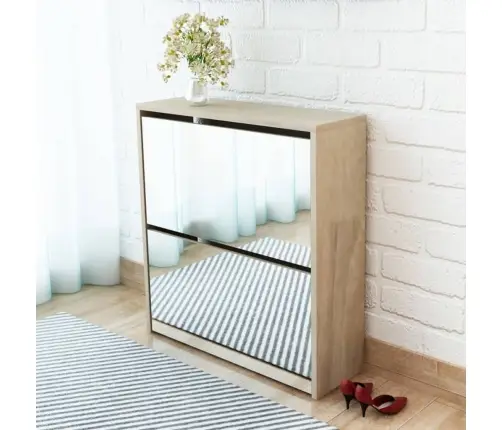 Vidaxli 2 Sahtli Ja Peegliga Kingakapp 63 X 17 X 67 Cm Tammevärvi