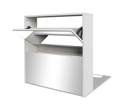 Batų Dėžė, 2 Lygių Su Veidrodžiais, Balta, 63X17X67 Cm