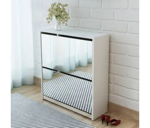 Batų Dėžė, 2 Lygių Su Veidrodžiais, Balta, 63X17X67 Cm