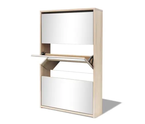 Apavu Plaukts Ar Spoguli, 3 Nodalījumi, 63X17X102,5 Cm Vidaxl