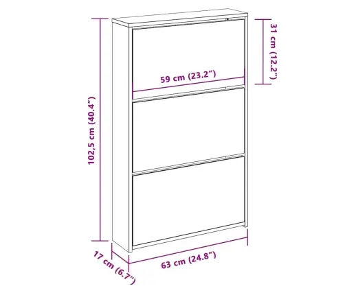 Apavu Plaukts Ar Spoguli, 3 Nodalījumi, 63X17X102,5 Cm Vidaxl
