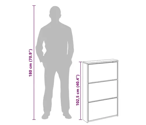 Apavu Plaukts Ar Spoguli, 3 Nodalījumi, 63X17X102,5 Cm Vidaxl