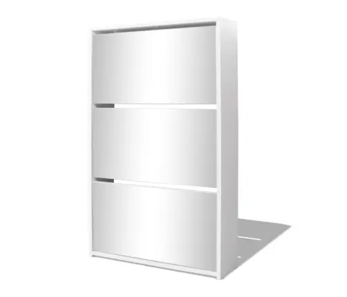 Apavu Plaukts Ar Spoguli, 3 Nodalījumi, 63X17X102,5 Cm, Balts Vidaxl