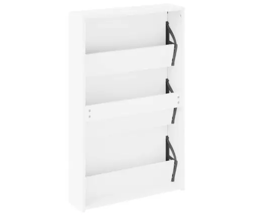 Apavu Plaukts Ar Spoguli, 3 Nodalījumi, 63X17X102,5 Cm, Balts Vidaxl