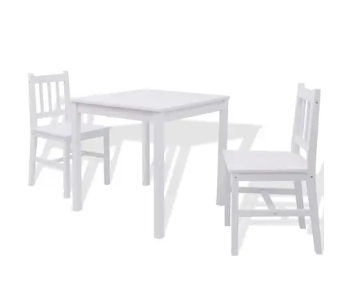 Kolmeosaline Söögitoakomplekt Männipuust Valge